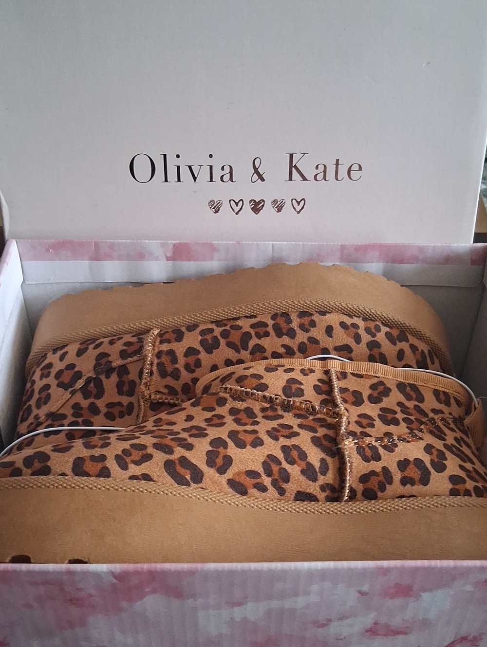 Olivia & Kate Leopard Print Platform Loafers in Tan